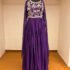 Elegant Purple Embroidered Maxi Dress with Cape Sleeves